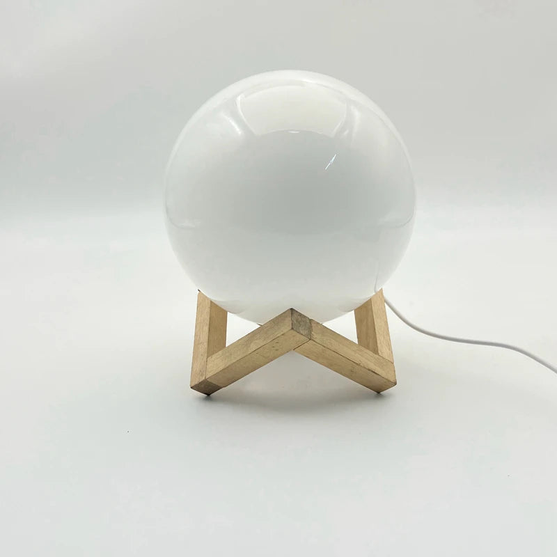 Modern and simple wooden round ball decorative small table lamp bedroom bedside living room to add atmosphere environm