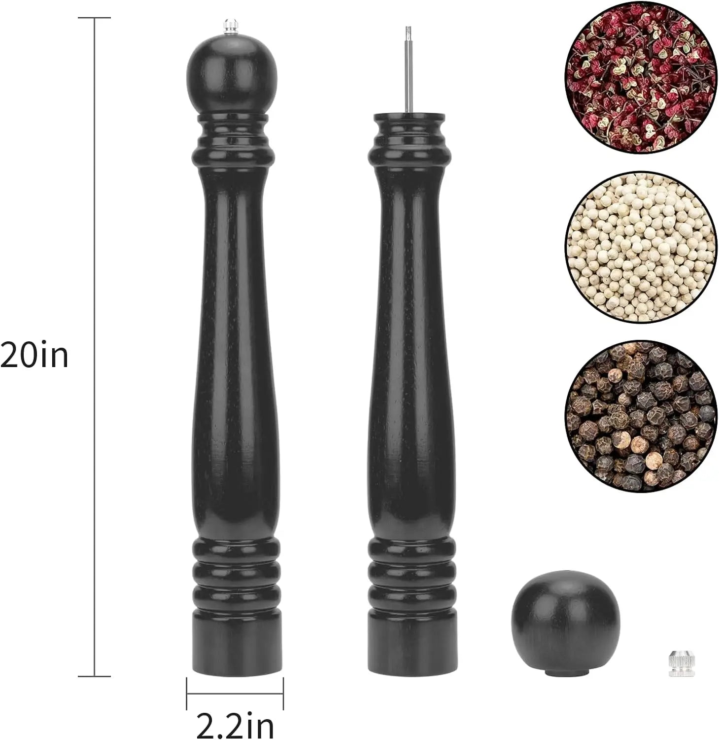 Giant pepper mill wood hotel large 8-20’’ super big oak wooden salt stainless steel core manual grinder