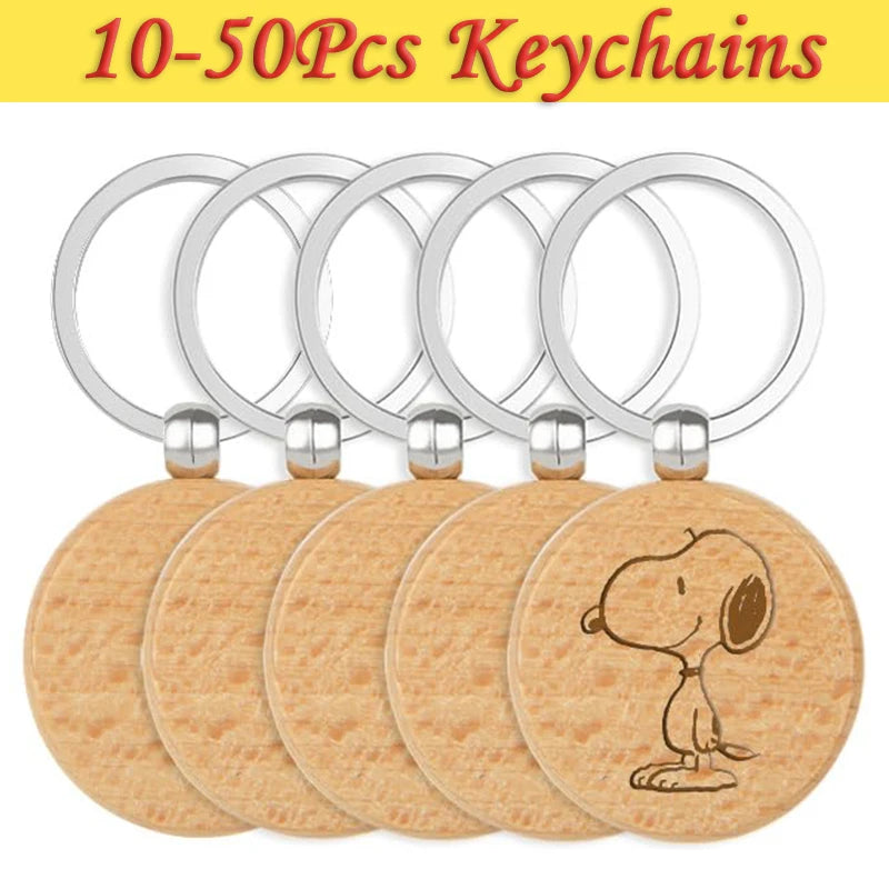 10-50pcs gift wood key chain wholesale keyrings beech keychain wooden pendant ring