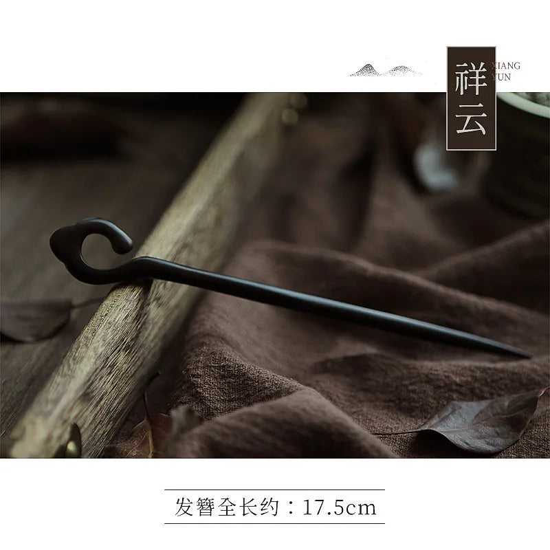 Vintage wooden hair clip black easy to twist hairpin ethnic clothing hanfu accessories girl - 20