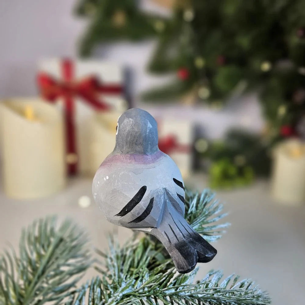Wood carved small bird craft peace dove decor white pigeons gray pigeon handcrafted wooden carving christmas decoration