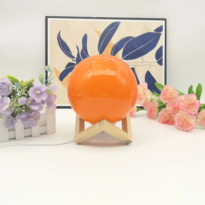 Modern and simple wooden round ball decorative small table lamp bedroom bedside living room to add atmosphere environm