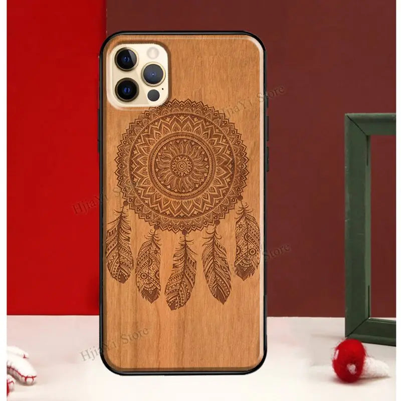 Mandala floral wood for iphone 13 12 pro max mini cover phone case 11 14 xs x xr 7 8 plus se - 772 / 14pro max