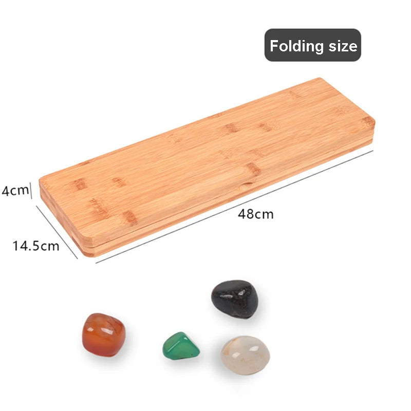 Bamboo mancala board game set folding wooden chess with 65 multi color stones strategy-based