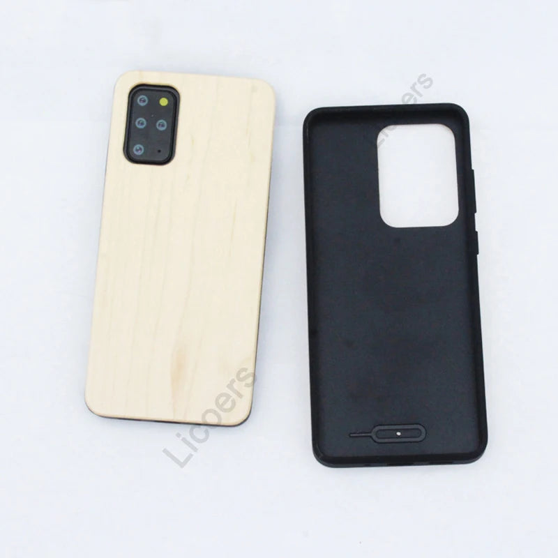 For samsung galaxy s25 s24 s23 s22 s21 fe note 20 s20 ultra plus case thin solid natural wood cherry walnut bamboo
