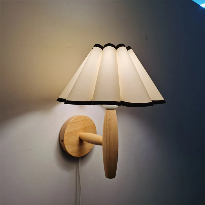Log color wood wall lamp petal entrance corridor balcony aisle atmosphere night light bedroom bedside decorative - g
