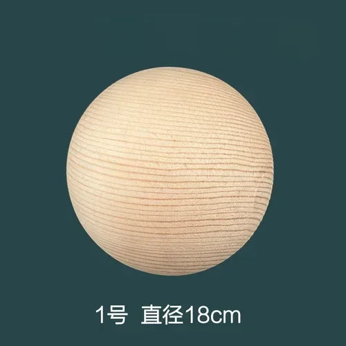 Solid wood carving solid color round ball staircase handrail bed tail headpost decoration column sculpture - pine 18cm