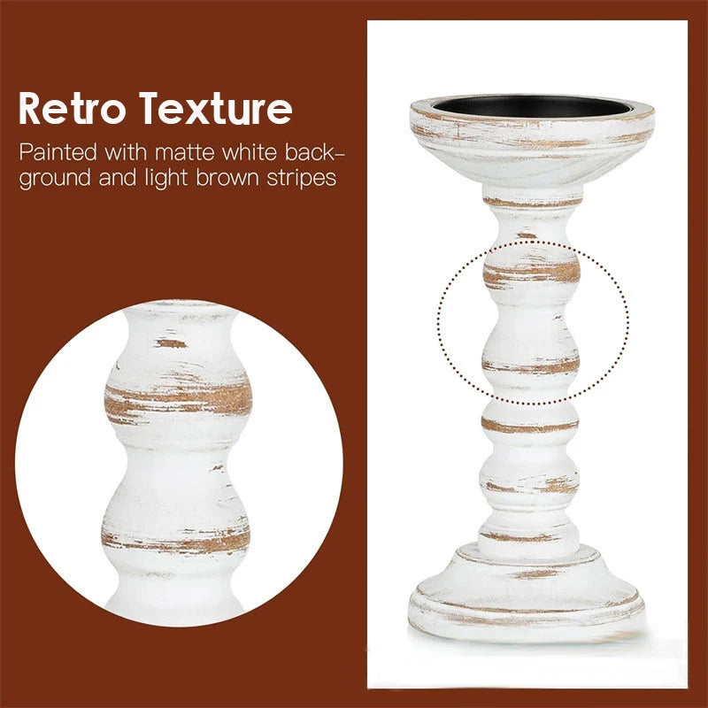 Retro texture wood candlestick old style tabletop candle holder home decoration wooden candles rack photography props