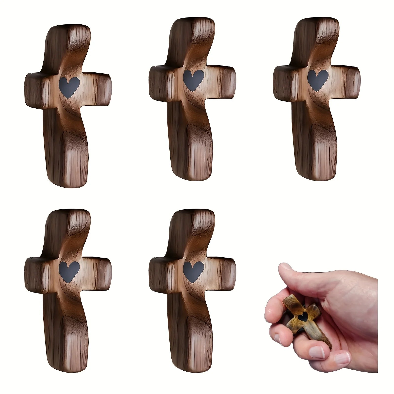 10pcs wooden cross decorations fidget for anxiety relief multi-functional spiritual symbols home and office - 5pcs
