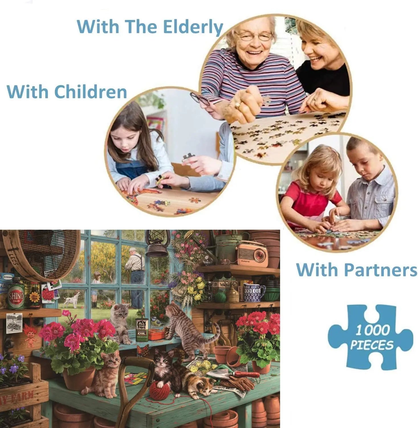 500 pieces jigsaw puzzle naughty cats woode unique gift for adult kids friend animal lover home office bedroom wall