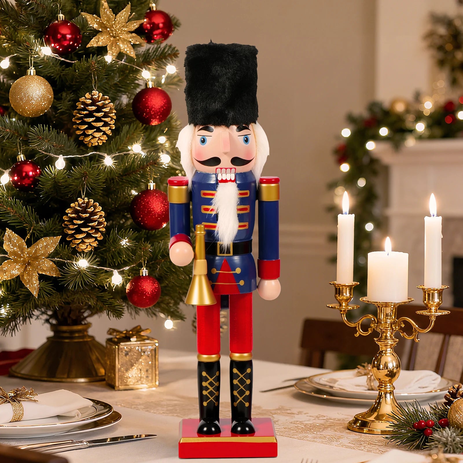 Handcrafted wooden soldier nutcracker puppet desktop ornament christmas home decoration unique holiday craft project &