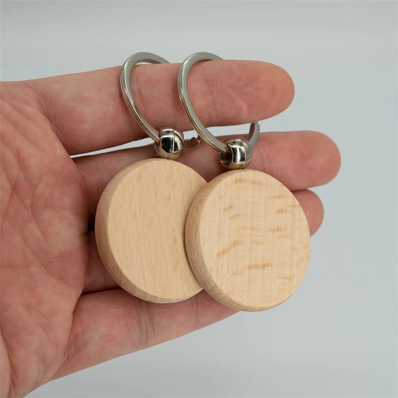 100 pieces round wood keychain blanks diy wooden unfinished key ring - 100pcs - chain