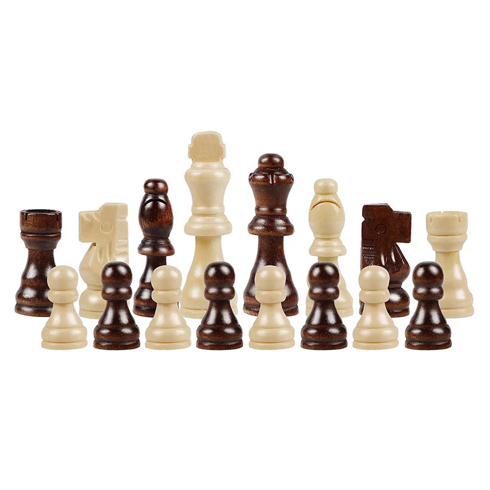 Wooden chess game pawns standard tournamen staunton 32pcs figurine pieces 2.2in king figures for board