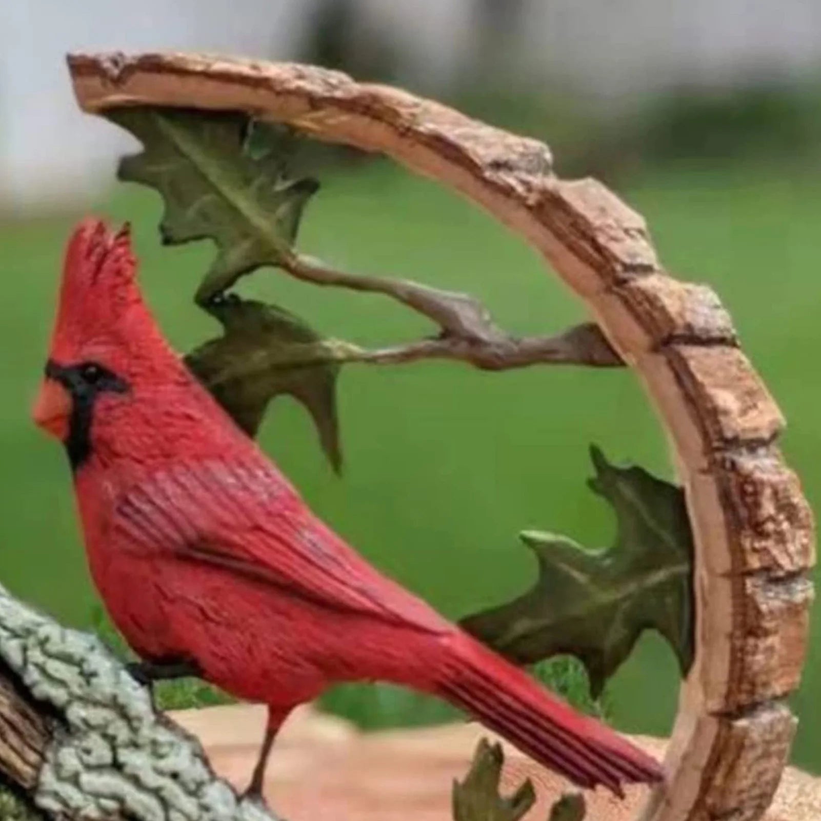 Delicate red bird wood carving ornament appearance festive season for valentines birthday anniversary gifts - decorative