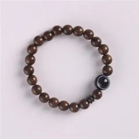 Natural golden silk sandalwood chinese retro literary style rosary bracelets for men and women wooden buddha beads hand