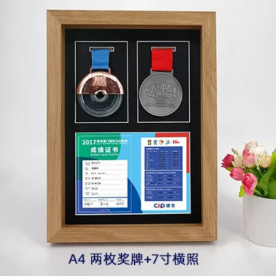 Wooden medal display frame marathon bae creative picture stand storage organizer modern simple sle rectangle - original