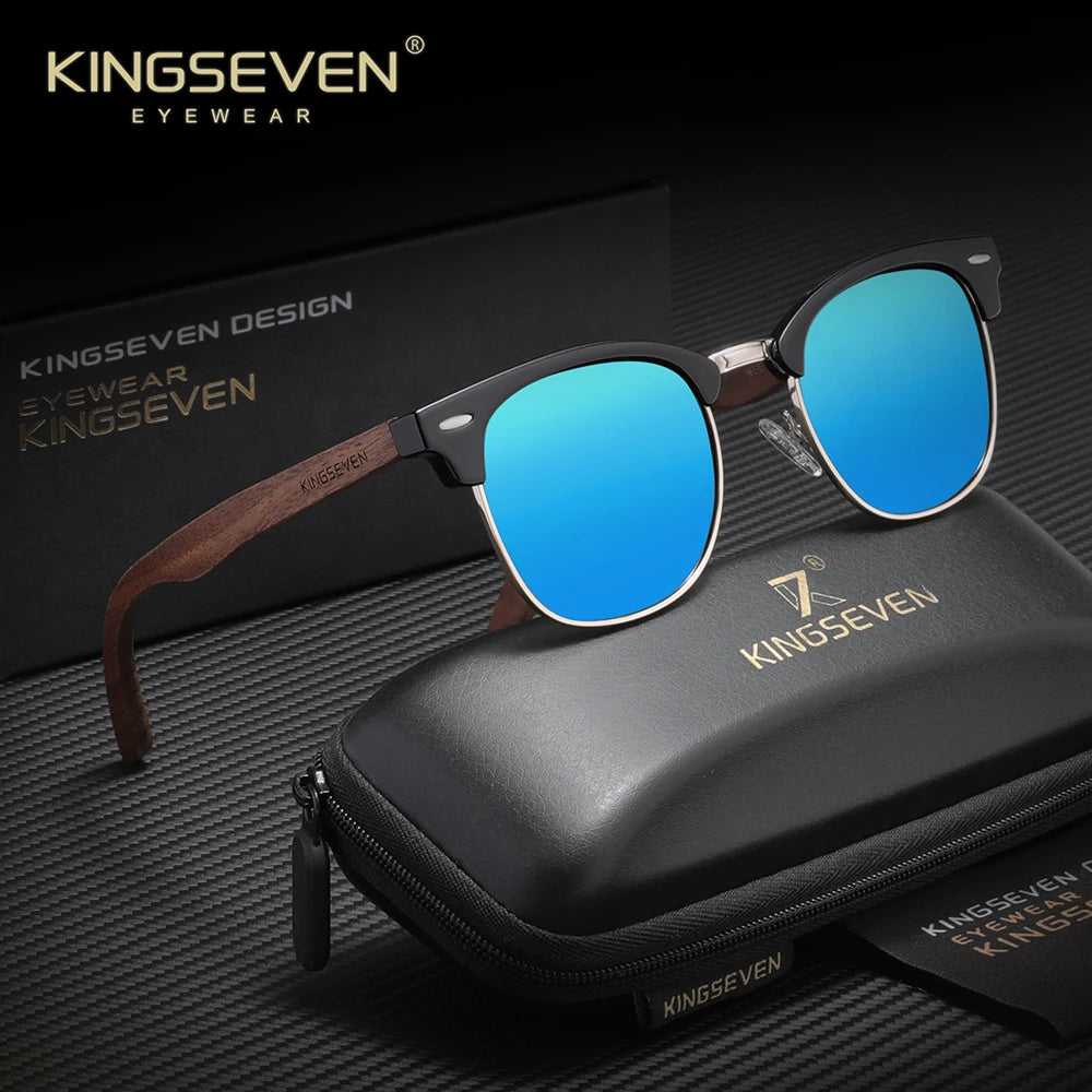 Kingseven brand black walnut wood sunglasses for men women polarized high quality sun glasses uv400 eyewear shades