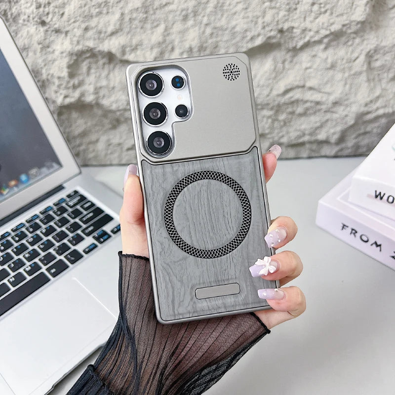 For magsafe magnetic luxury solid color wood grain not bordered aromatherapy phone case samsung s25 ultra s23 s24