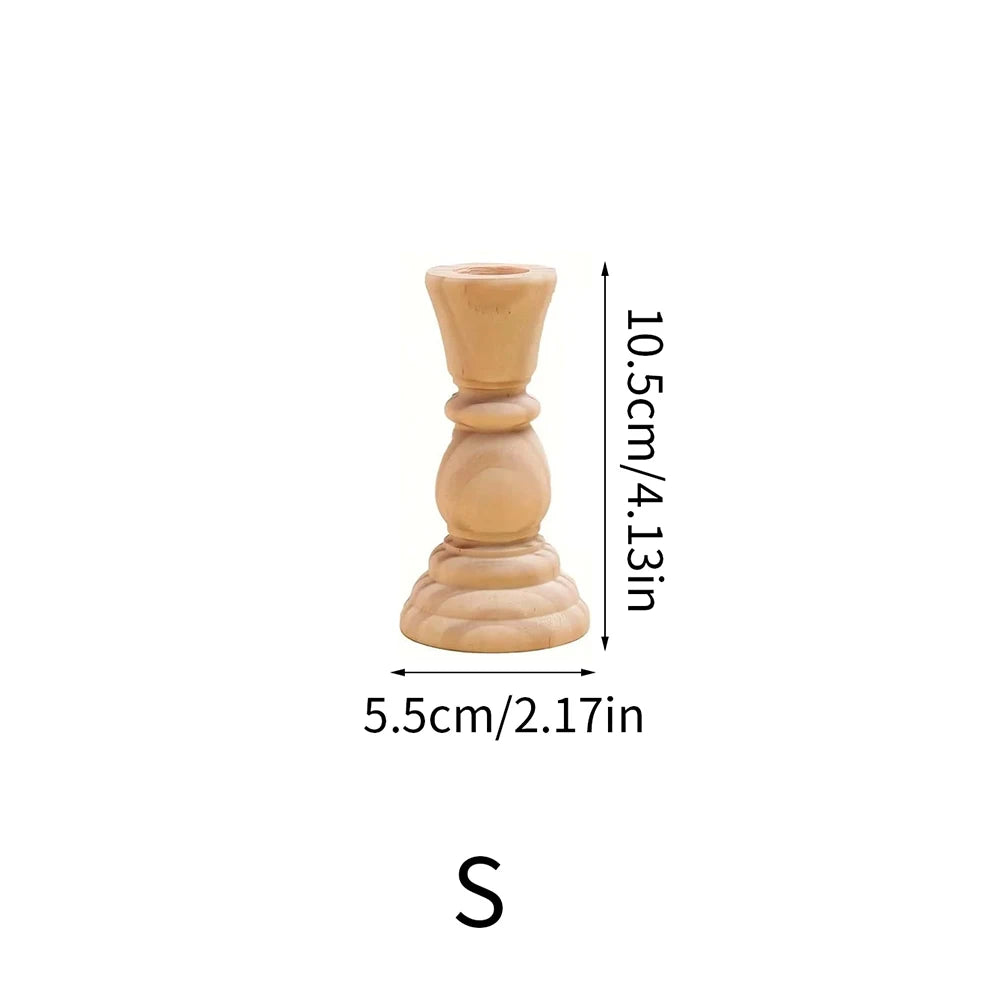 Wooden candlesticks unfinished wood candle holder pillar taper stands for wedding party birthday home table decoration