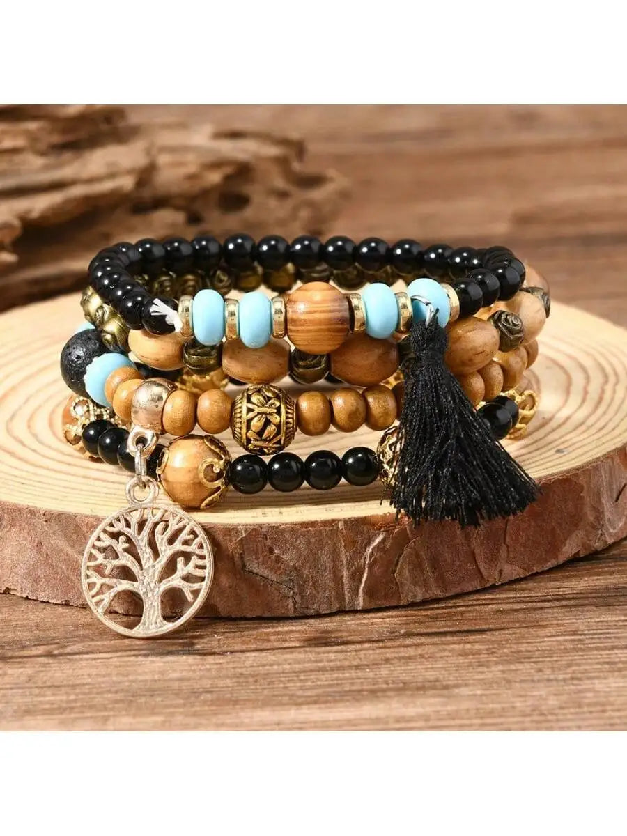 bohemian-style-multi-layer-wooden-bead-bracelet-elastic-bracelet-hand-jewelry-bohemian-style-hollow-tree-of-life-tassel-pendant