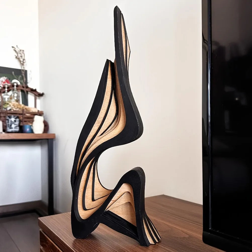 Artistic abstract wooden streamlined statue minimalist bookshelf home room decoration desktop ornaments gifts