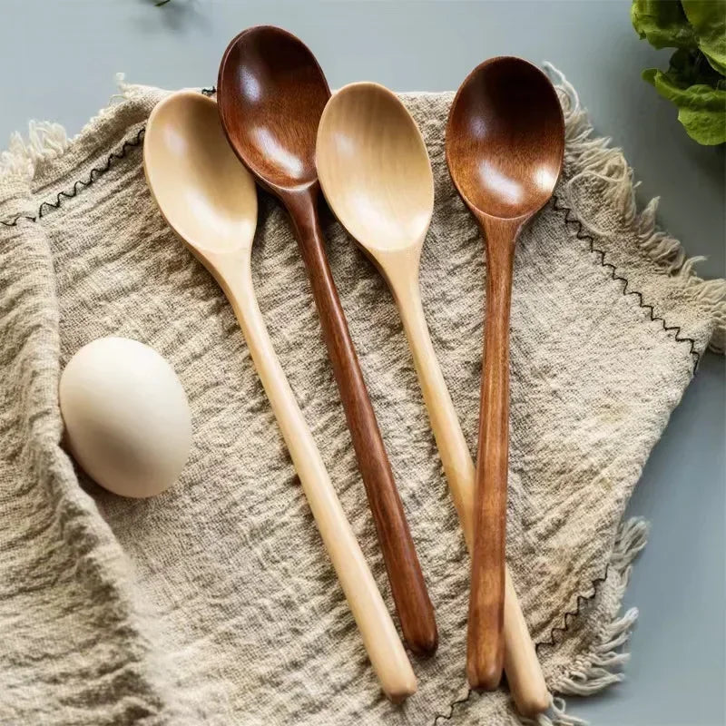 1/2pcs wooden spoon kitchen cooking utensil tools soup tea tableware catering tool coffee honey