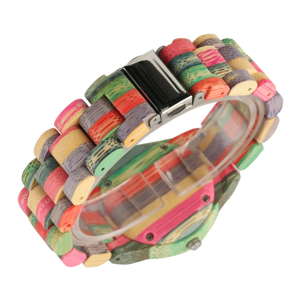 Uthai cq395 fashionable men watch colorful wood and bamboo couple’s women watch，watches for man
