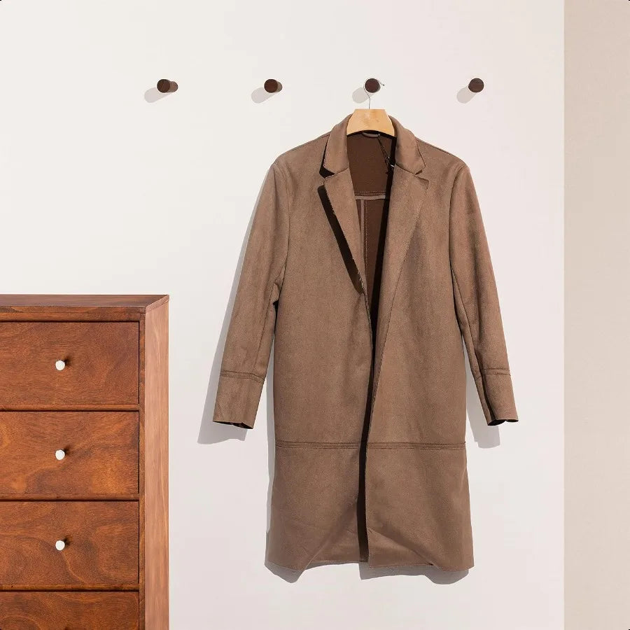 Natural wooden wall mounted hooks pack of 4 modern handmade decorative wood pegs minimalist for hanging hat coats black