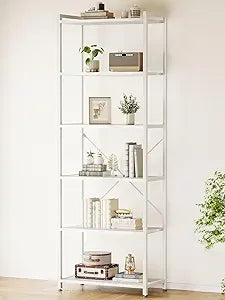 Book shelf 6 tier tall bookshelf modern wood bookcase shelves for bedroom industrial display living room home offi