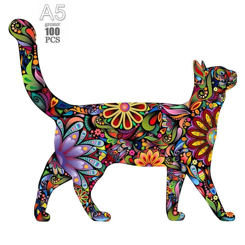 Wooden animal puzzle for kids adults exquisite educational decompression toys creative lovely dog wood jigsaws holiday