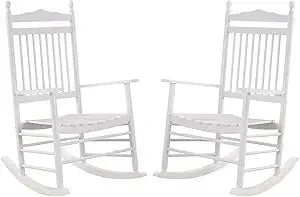 Patio rocking chairs furniture white wooden outdoor rockers set of 2 porch for audlt indoor outside balcony garden