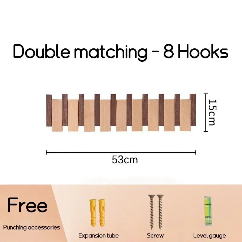 Black walnut coat rack wall mounted solid wood clothes hooks hallway entrance door hanger home decor ds furniture