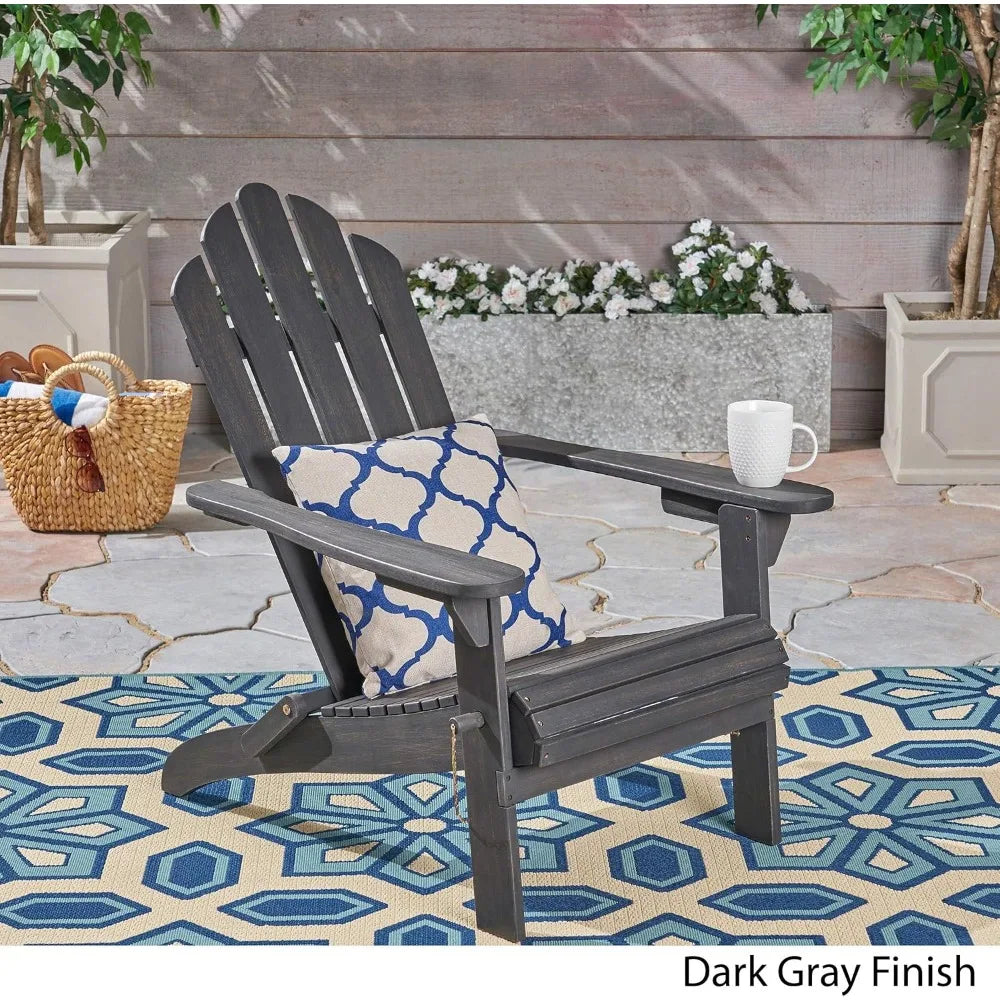 Foldable acacia wood adirondack chair outdoor use blue - united states