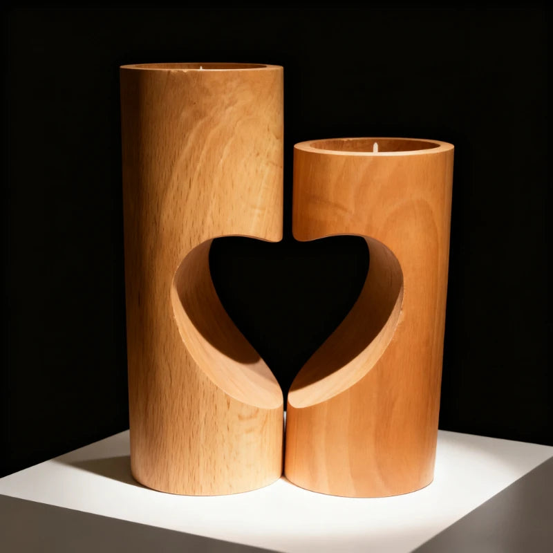 New heart-shaped candle holder creative romantic wooden party table ornament for valentine’s day christmas wedding