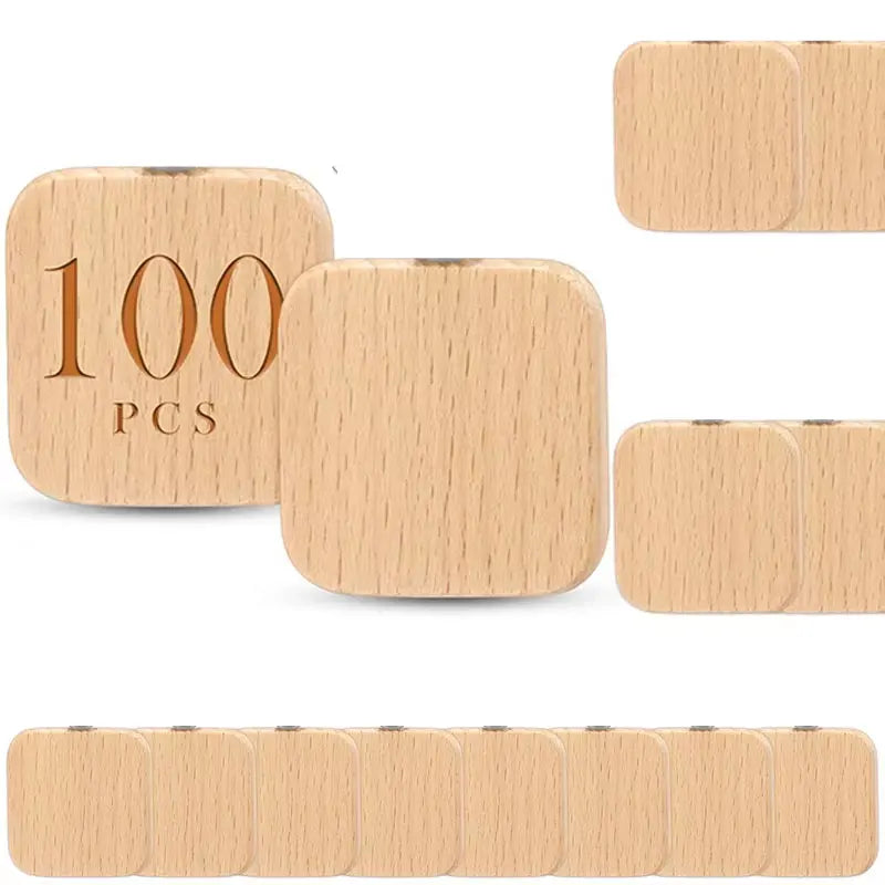 100pcs wood blanks keychain key chain square shaped wooden keychains for diy gift craft supplies