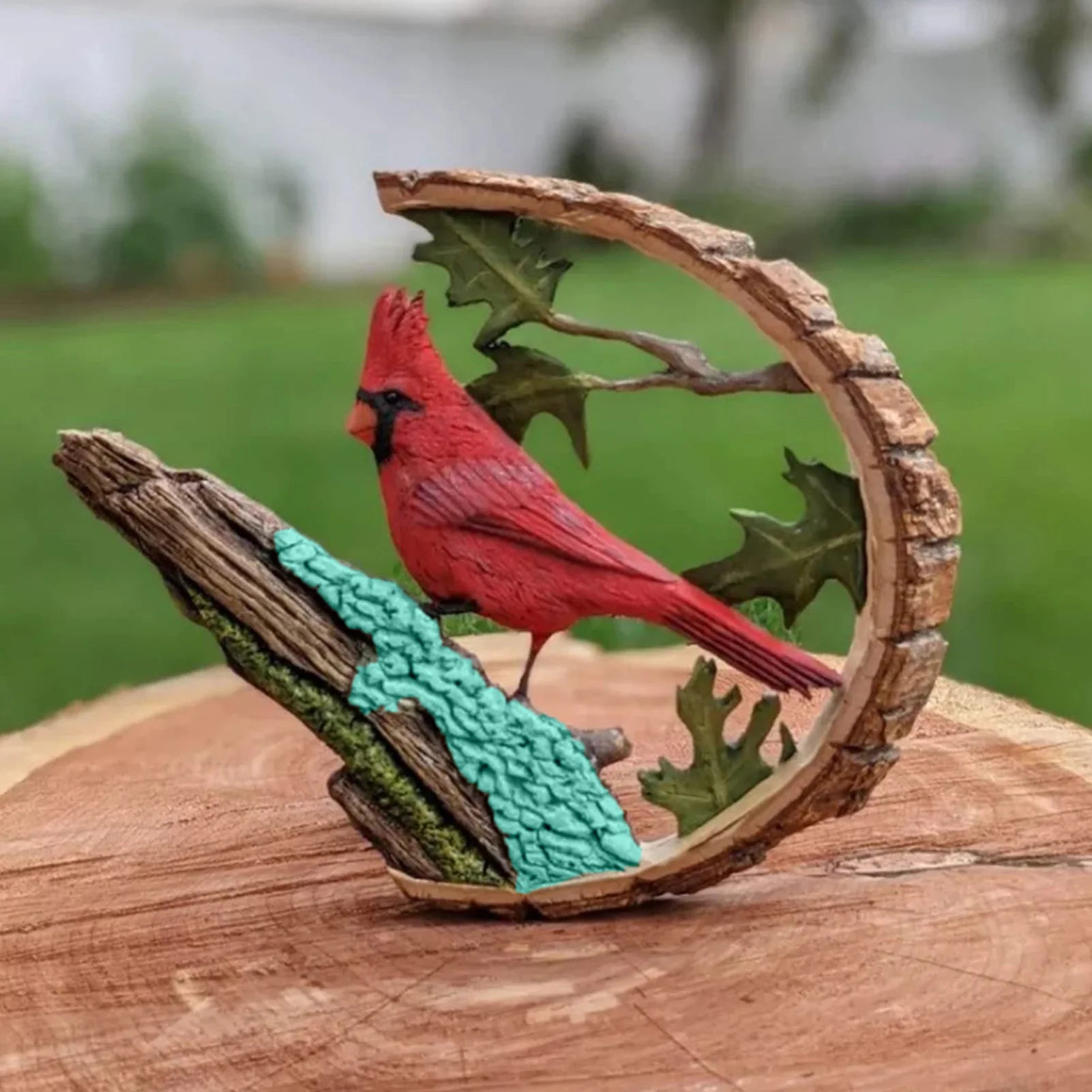 Delicate red bird wood carving ornament appearance festive season for valentines birthday anniversary gifts - decorative