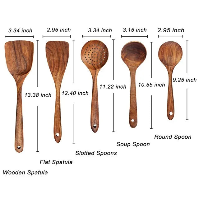 Kitchen sets wooden utensils cooking spoons soup gifts1-10pc - 5pcs