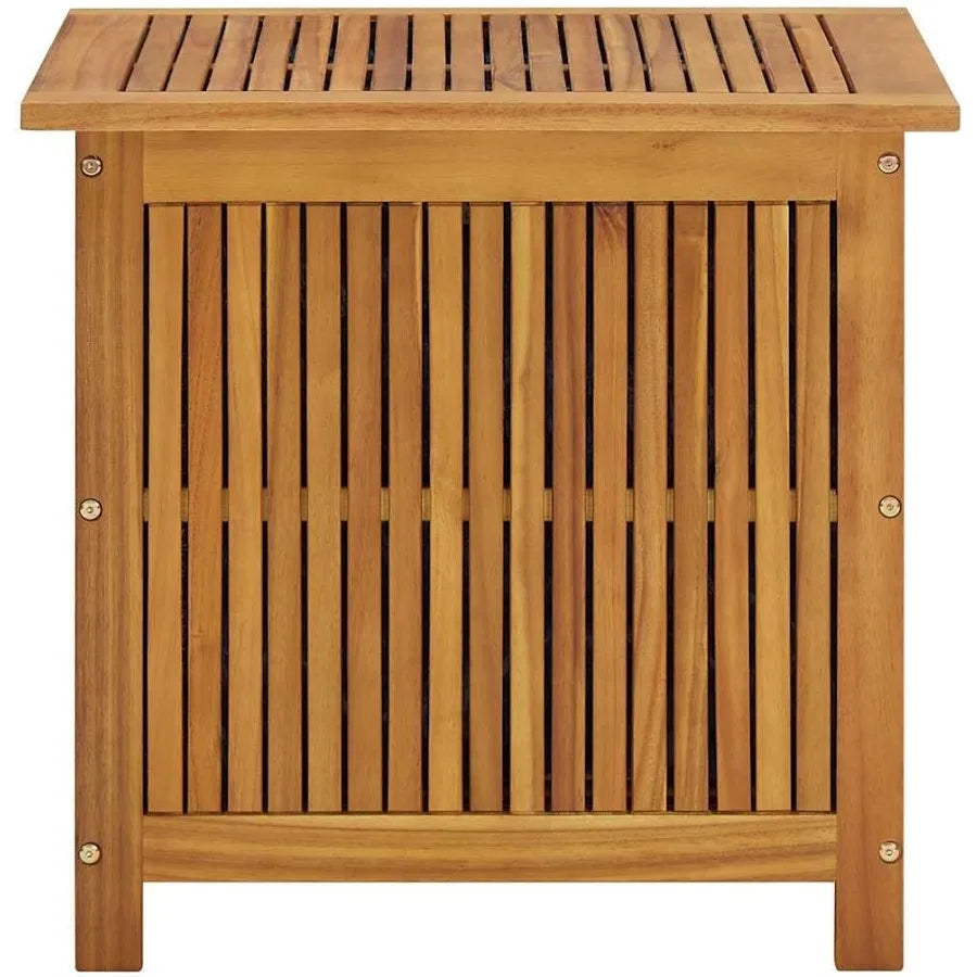 Wooden deck box with waterresistant interior bag for outdoor storage: ideal patio furniture cushions pool accessories