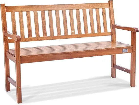 Wood outdoor bench 2-person garden with backrest and armrests 800 lbs load capacity,all-weather never rot patio f