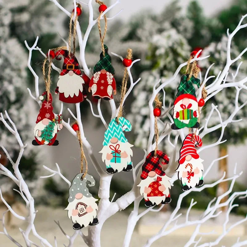 Christmas gnomes wooden pendants merry decorations for home 2025 xmas tree ornaments navidad new year gift