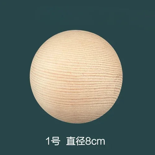 Solid wood carving solid color round ball staircase handrail bed tail headpost decoration column sculpture - pine 8cm