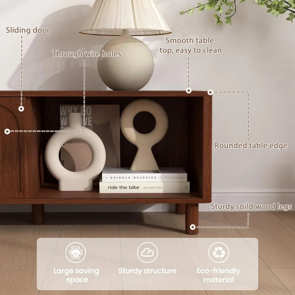 Tv stand for tvs up to 70’’ entertainment center with large storage living room media console sliding doors and adjus