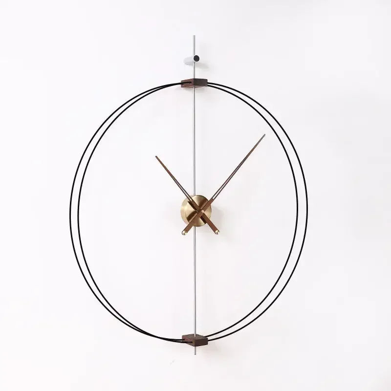 Spanish minimalist wall clock creative luxury living room art clocks solid wood pointer large silent movement - gold