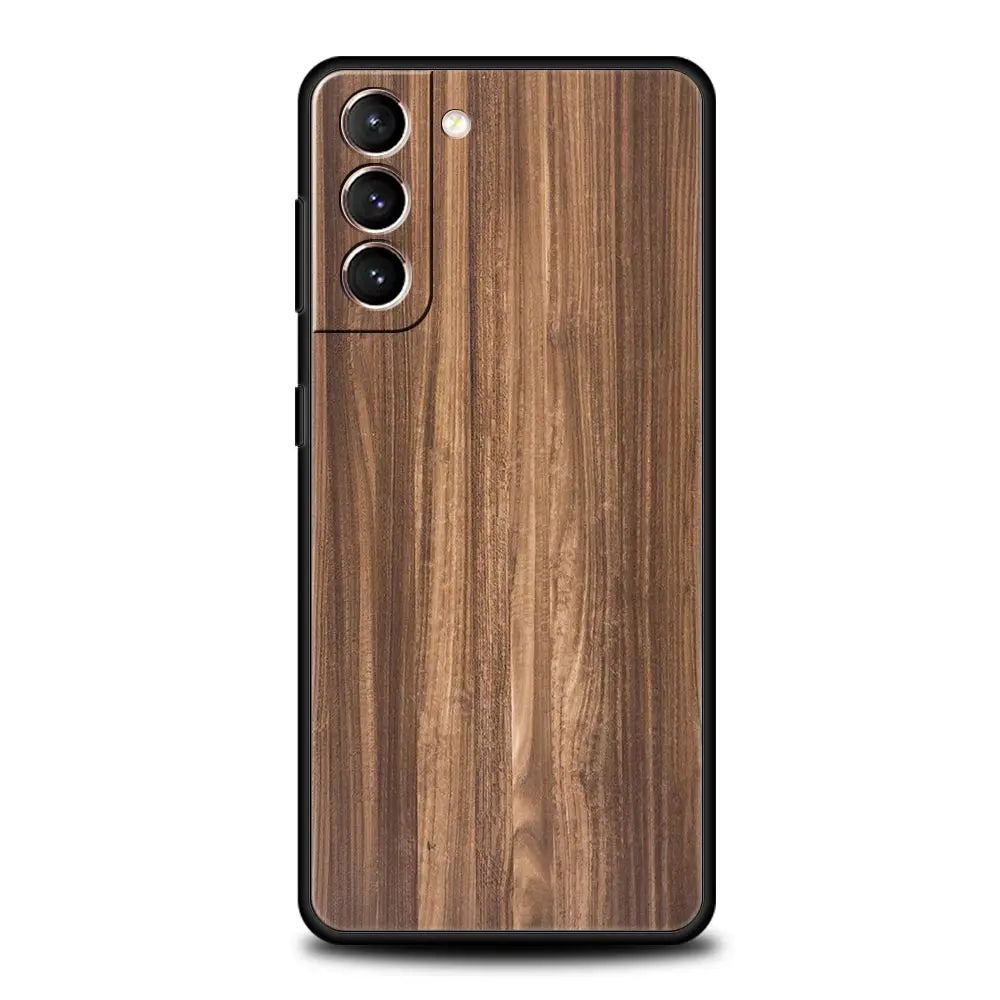 Carved wood case for samsung galaxy s22 s21 s20 ultra fe 5g s24 s9 s10 plus s23 s10e silicone phone cover shell black