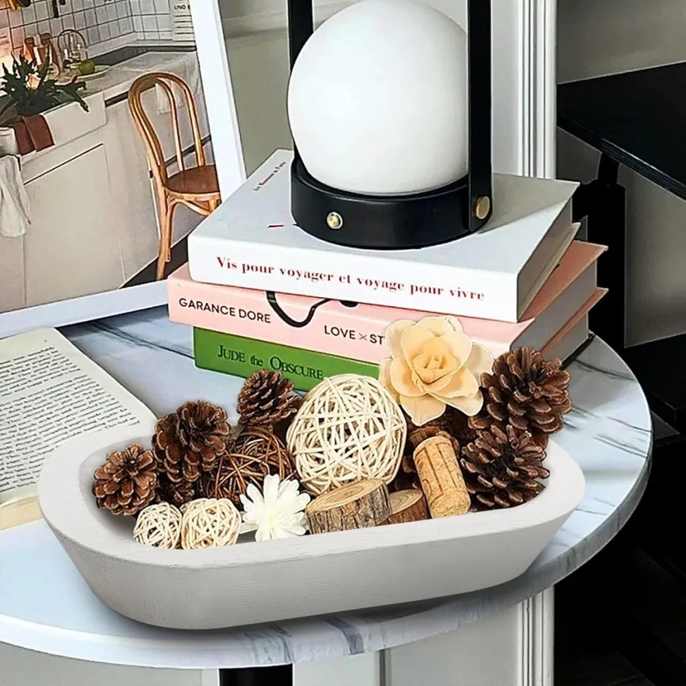 Wooden dough bowls set of 8 rustic paulownia wood vintage style ideal for candles 9.5 x 5.5 inches - united states