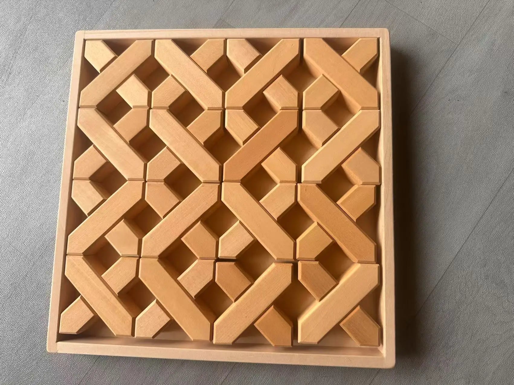 Kids large buidling wood toys x-shapes grids step gables stacking see through diy creative play - x in tray 16 - game