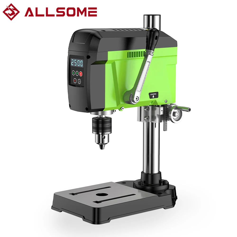 Allsome mini bench drill drilling machine variable speed chuck 1-16mm for diy wood metal electric tools