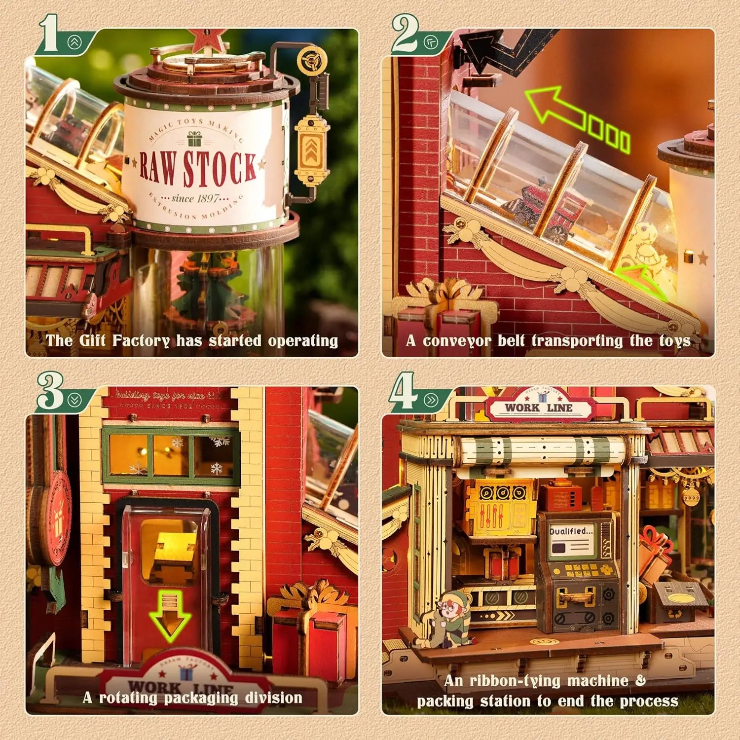 Robotime rokr wooden music box christmas dream gift factory 3d puzzles model kits build best gifts for kids adults