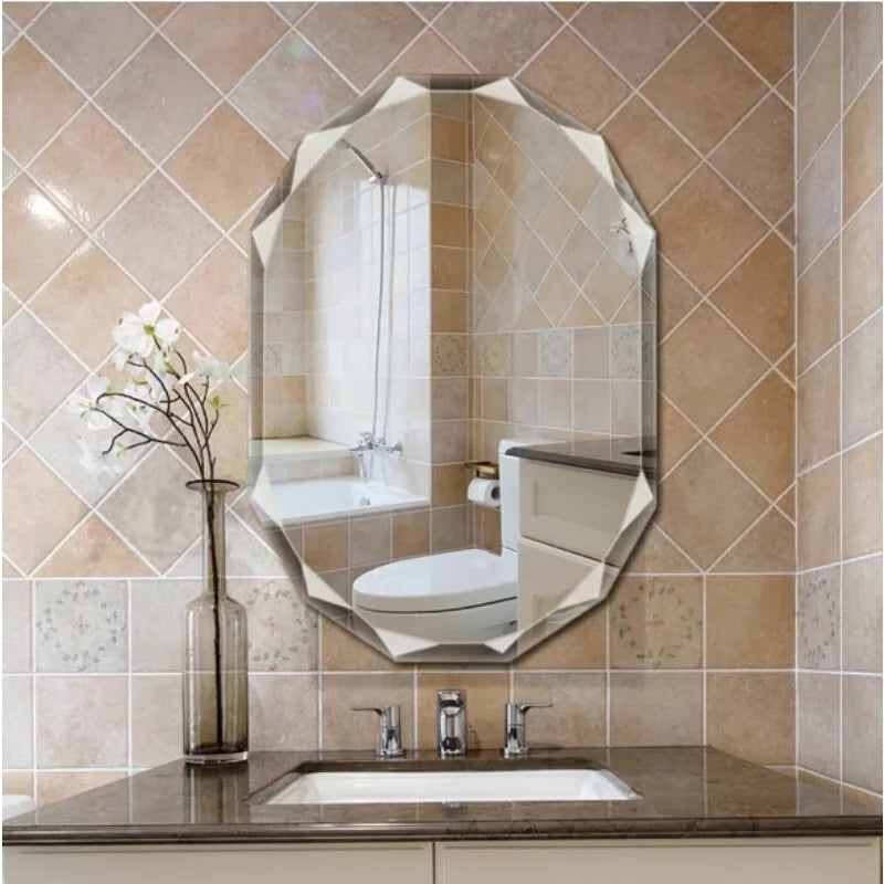Single beveled edge frameless wall mount bathroom vanity mirror,classic fashion suitable for rooms bedrooms bathrooms
