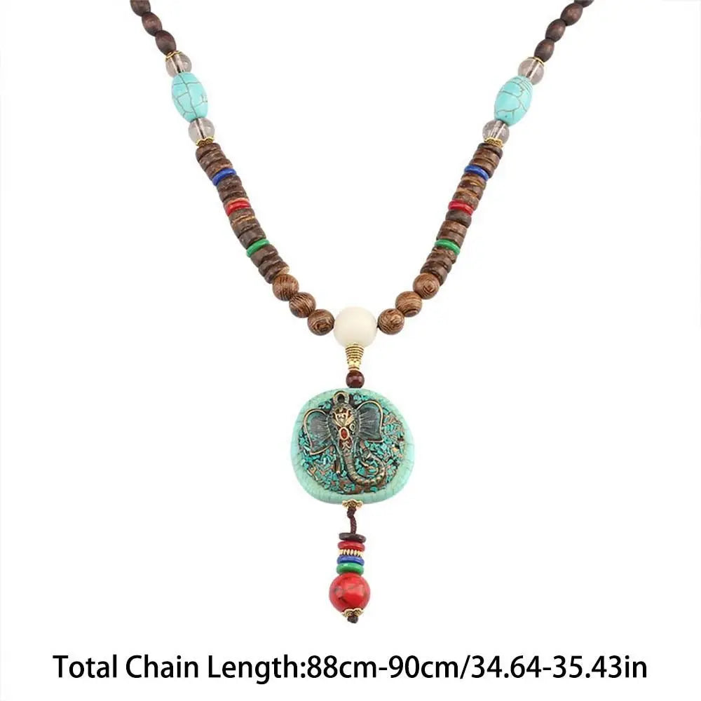 7 styles new handmade nepal buddhist mala bead elephant pendant necklace ethnic wooden long jewelry lucky
